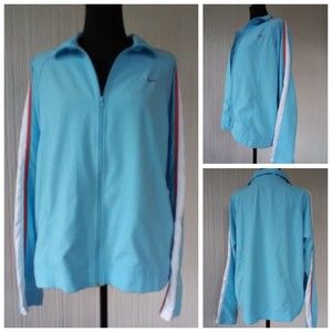 Nike Women's Size Lrg (12-14) Athletic Jacket Retro, Blue, Lightweight, Full Zip